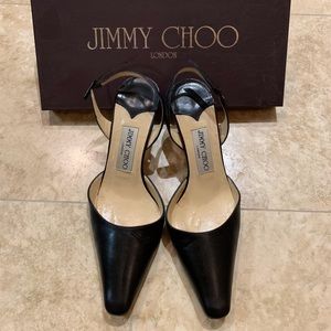 Jimmy Choo Black slingback pointed toe pumps